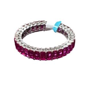 Sterling Silver Ruby Eternity Ring Size 9 4mm Ruby Red Corundum Stones New